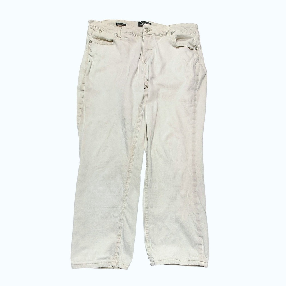 Talbots Flawless Five-Pocket Jeans Woman Petites 16W Slim Ankle Off-White Denim